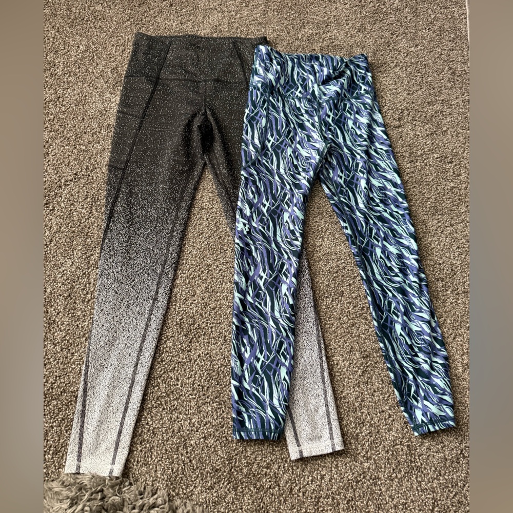 Black Ombre Legging & Blue Wave Print Legging Set